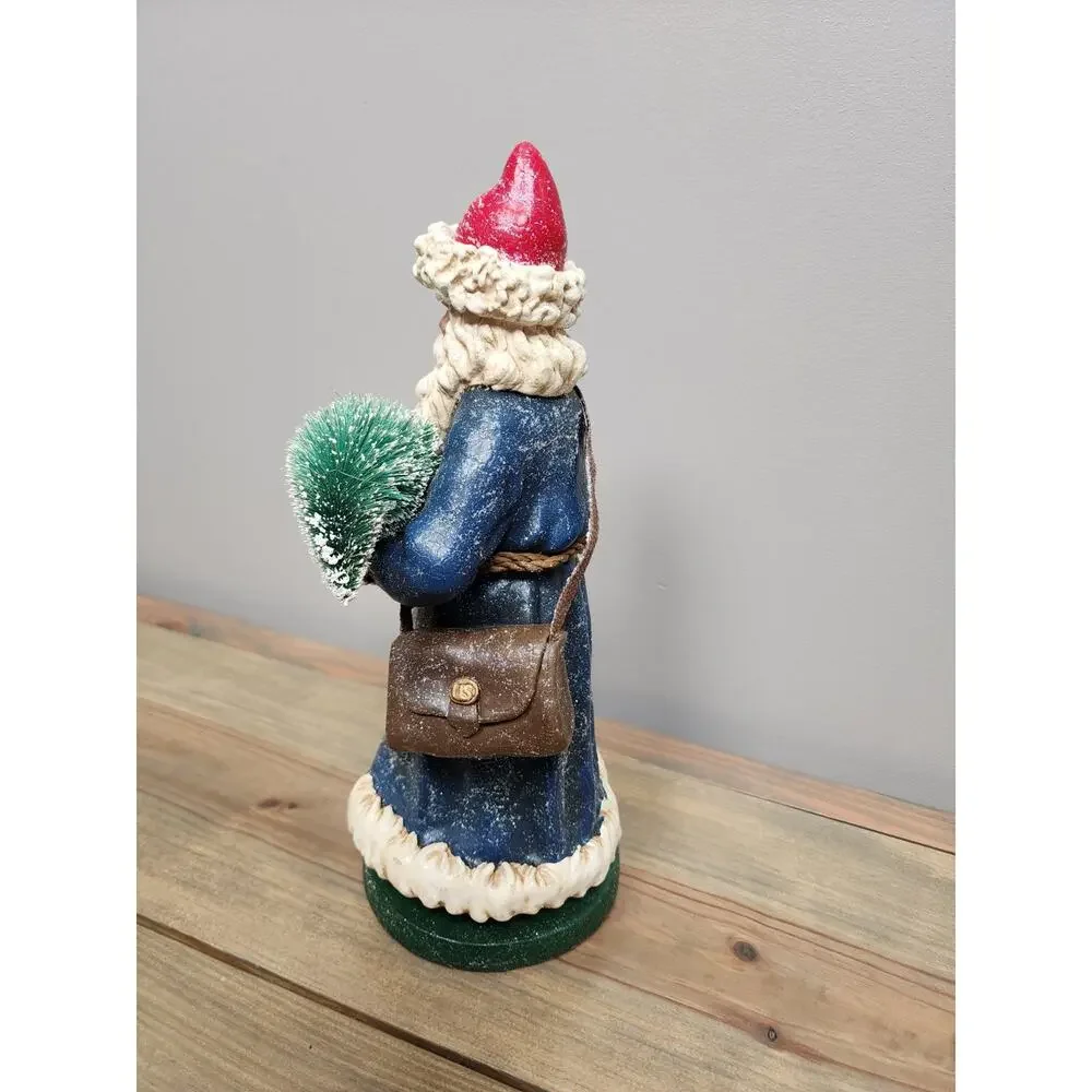 Department 56 Santa Holding Tree Bag & Stick Statue Figure for Mantle Table 12